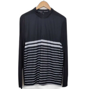 NEW Men's Levelwear Athletic Black w/White Striped Long Sleeve Zip Golf Shirt M